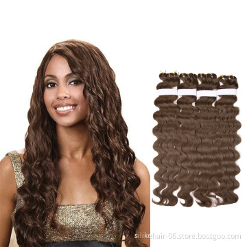High Quality Brown Soft Pre-feathered Hybrid Water Wave Braids 3x Body Ocean Wave For Bulk Braiding Synthetic Hair Extensions
